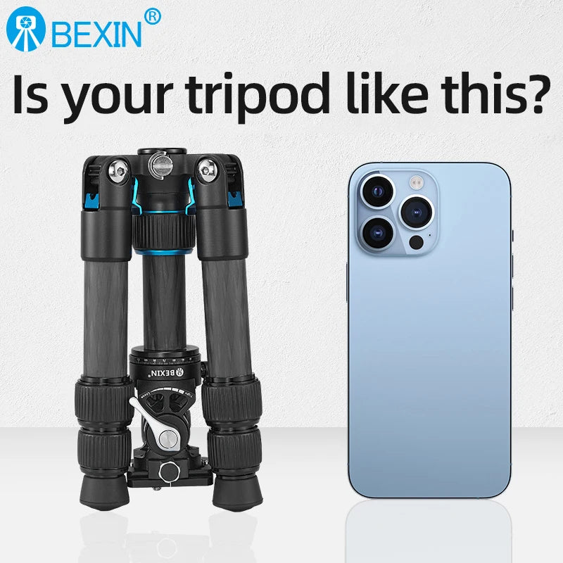 BEXIN Carbon Fiber Mini Tripod Extendable Feet Lightweight Compact Desktop Tripod for DSLR Camera Phone Magic Arm Accessories