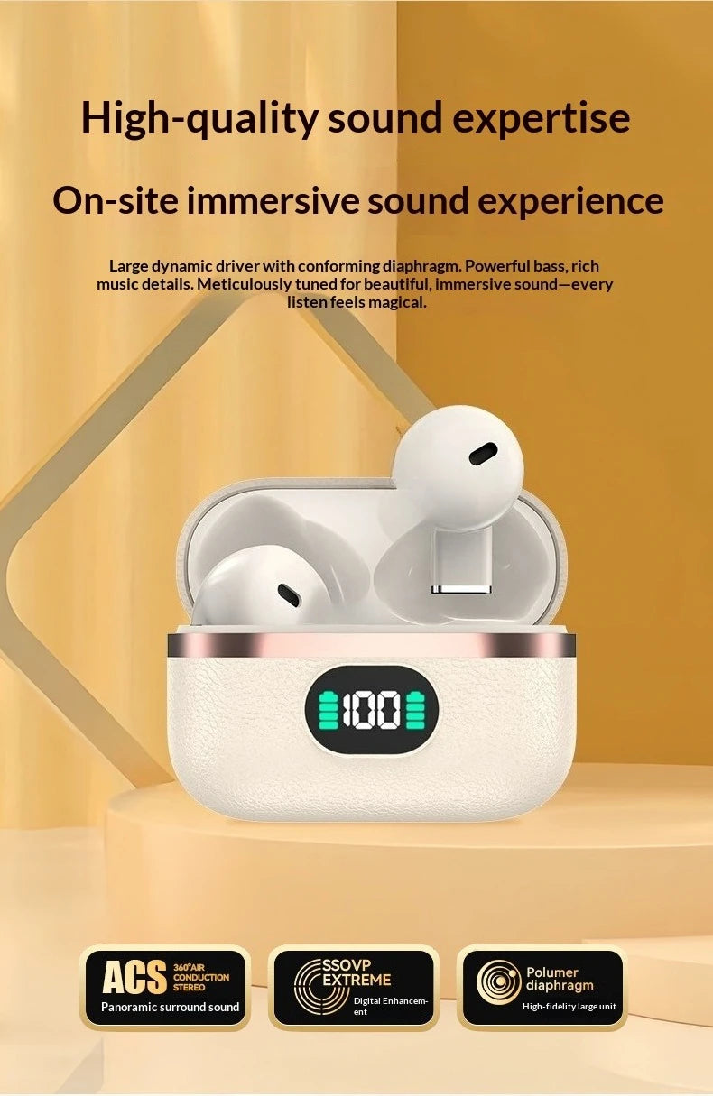 One Pair Wireless Earbuds Boasting Sleek Semi-in-ear Design Endurance Battery Display Bluetooth 5.3 Headphones for Active