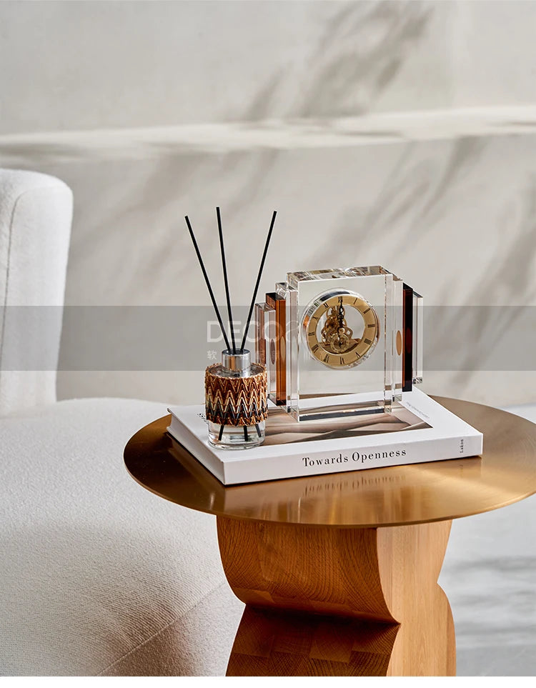 Home Office Gradient Amber Roman Numerals Crystal Clock Desktop Clock Living Room Bedroom Aesthetic Table Decoration Accessories