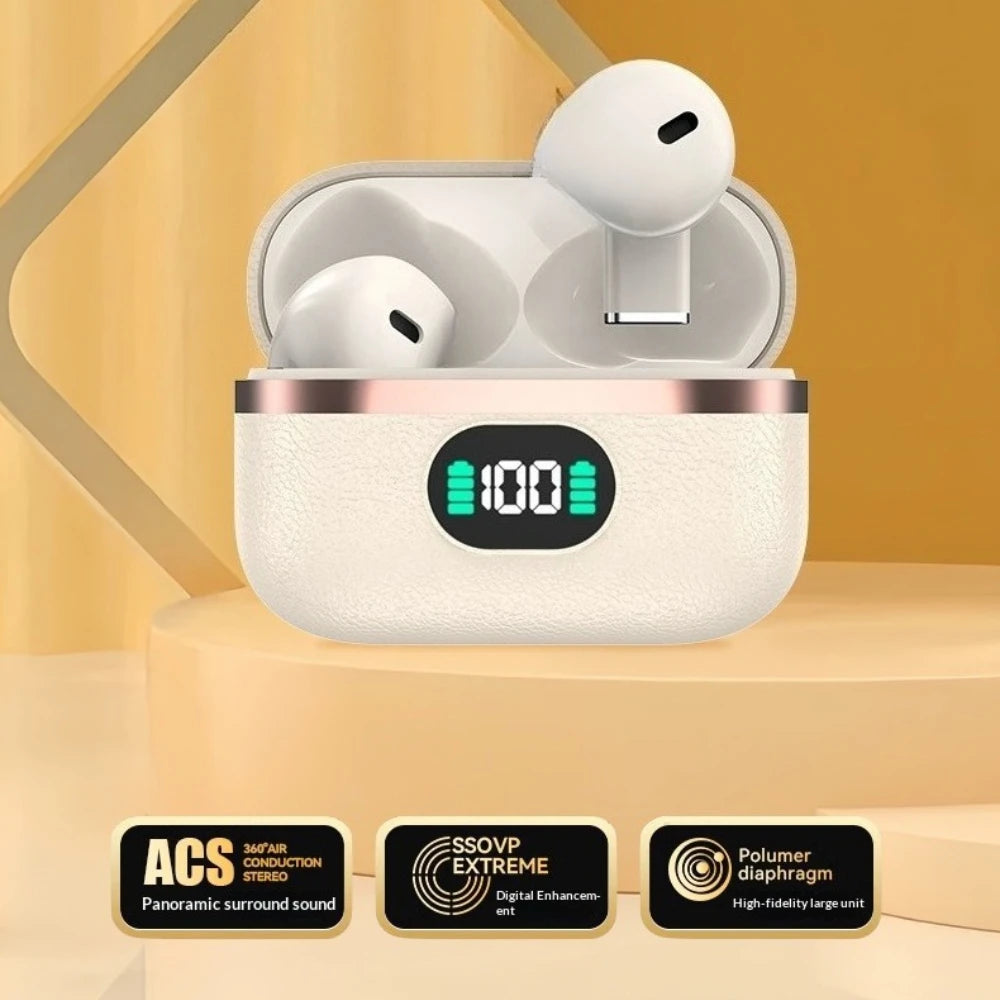 One Pair Wireless Earbuds Boasting Sleek Semi-in-ear Design Endurance Battery Display Bluetooth 5.3 Headphones for Active