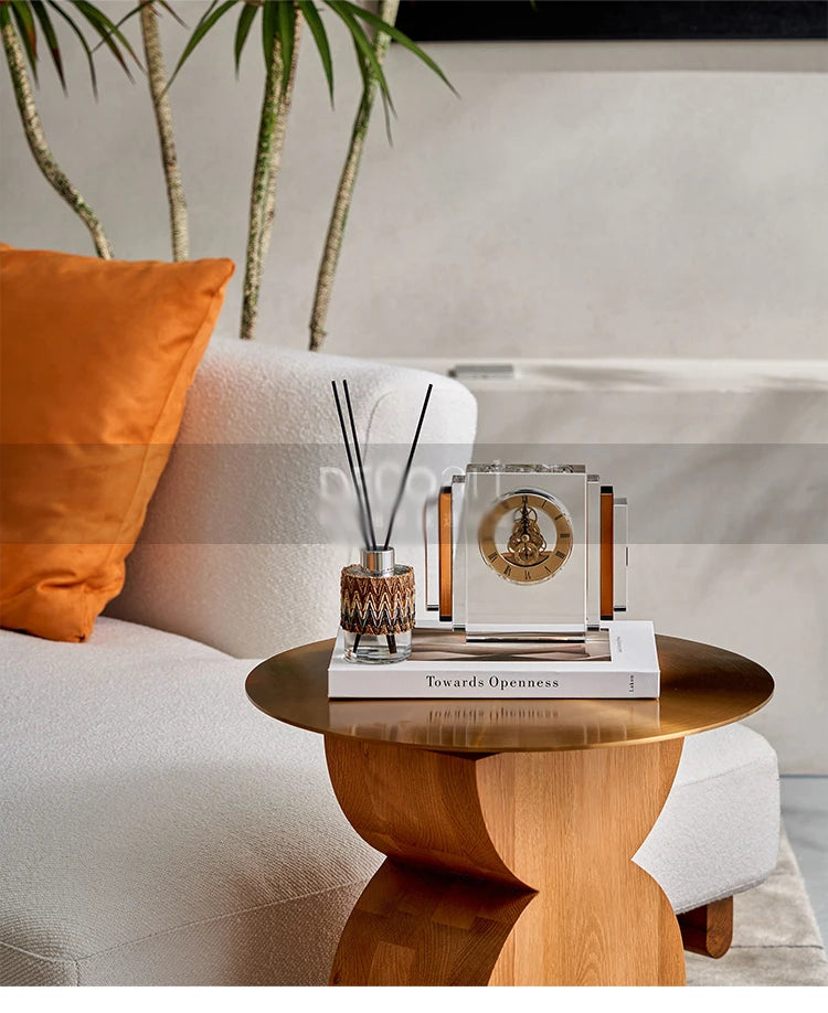 Home Office Gradient Amber Roman Numerals Crystal Clock Desktop Clock Living Room Bedroom Aesthetic Table Decoration Accessories