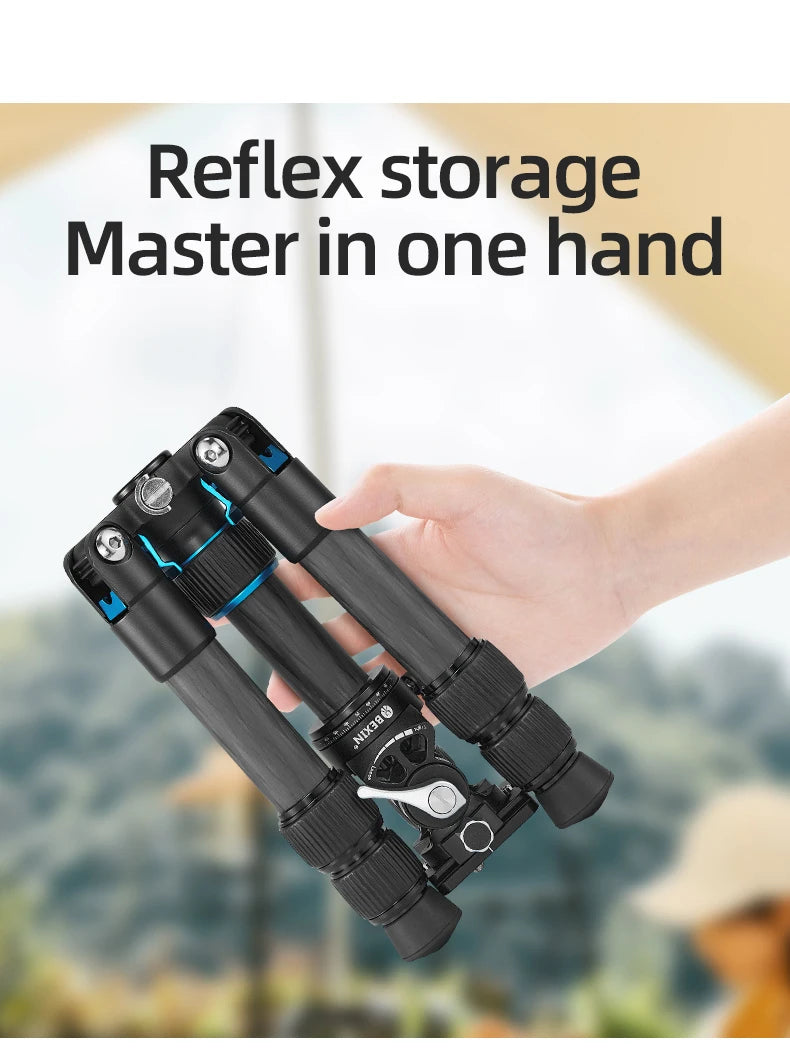 BEXIN Carbon Fiber Mini Tripod Extendable Feet Lightweight Compact Desktop Tripod for DSLR Camera Phone Magic Arm Accessories